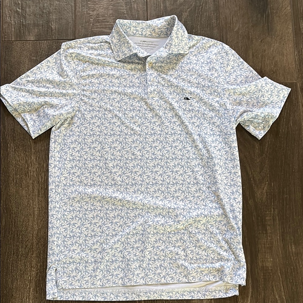 Vineyard Vines OTG Performance Polo shrimp print size Small